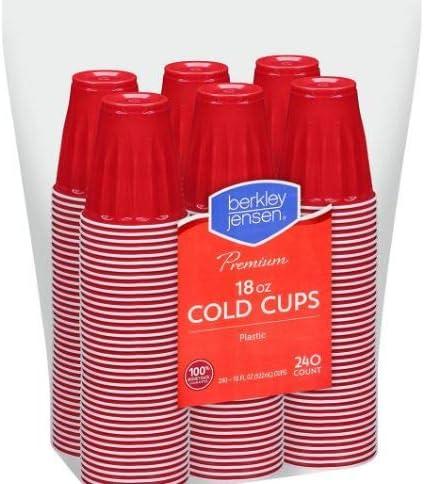Berkley Jensen 18-Oz. Plastic Cups, 240 Ct. - Red - Birthday Pool Camping Party