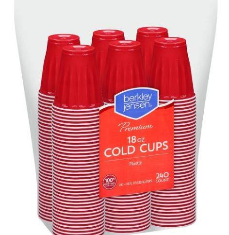 Berkley Jensen 18-Oz. Plastic Cups, 240 Ct. - Red - Birthday Pool Camping Party