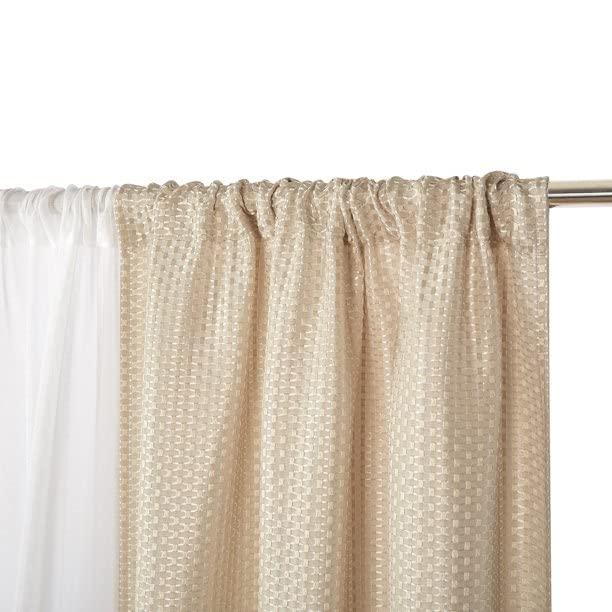 Better Homes & Gardens 4 Piece Beige Open Stitch & Solid Curtain & Sheer Panel Set, 74x63, Beige