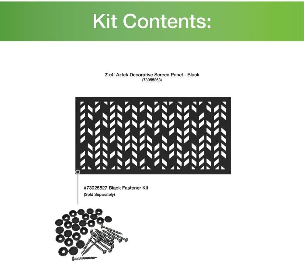 Barrette Outdoor Living 2 ft. x 4 ft. Aztek Black Decorative Screen Panel