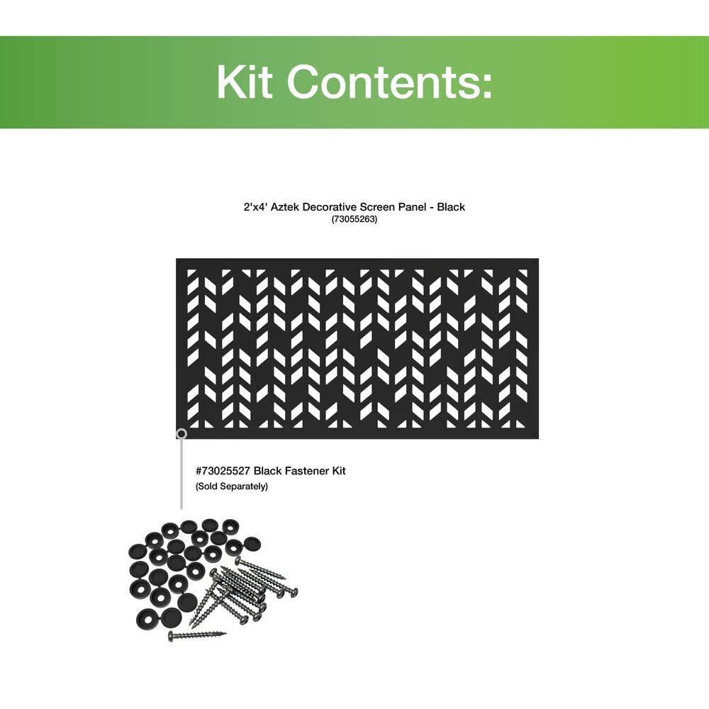 Barrette Outdoor Living 2 ft. x 4 ft. Aztek Black Decorative Screen Panel