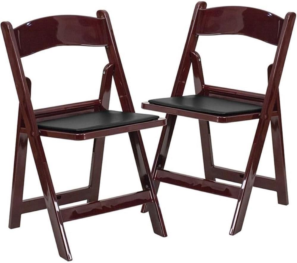 Flash Furniture Hercules Folding Chair - Red Mahogany Resin - 2 Pack 800LB Weight Capacity Comfortable Event Chair - Light Weight Folding Chair