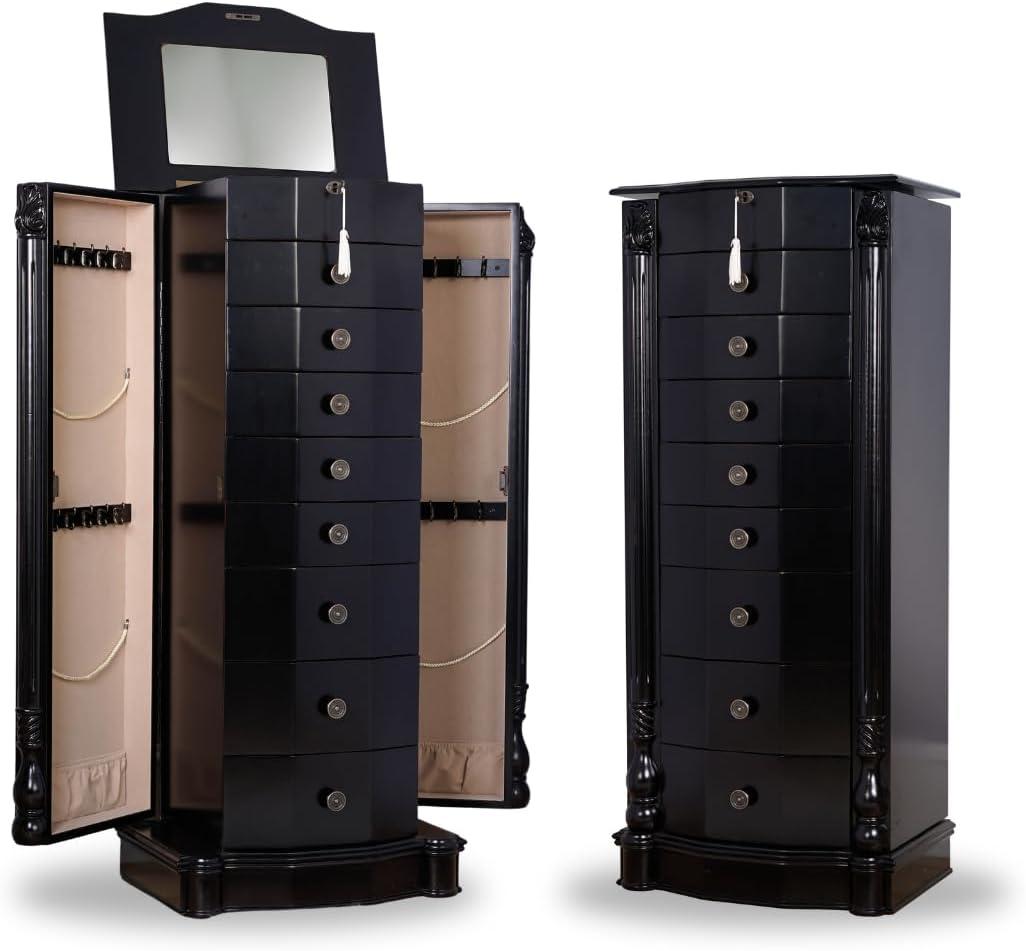 Hives and Honey Florence 8 Drawer Standing Jewelry Armoire - Rich Black