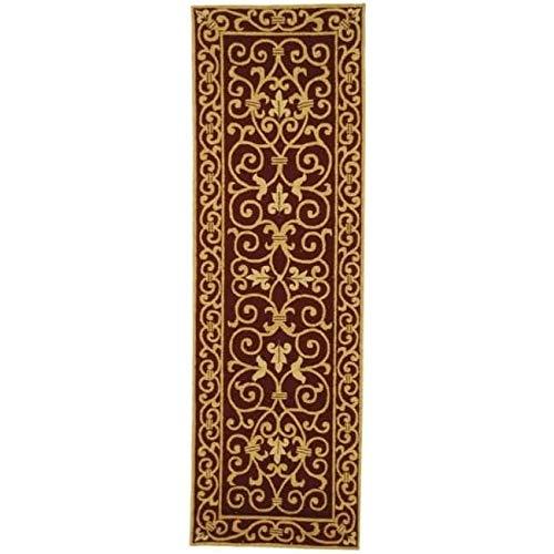 SAFAVIEH Chelsea Aragon Geometric Borders Wool Area Rug, Ivory/Dark Blue, 1'8" x 2'6"