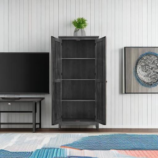 Rustic Gray Barn-Style Storage Cabinet with Adjustable Shelves