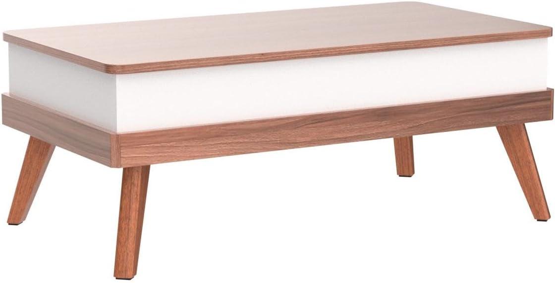 Walnut Lift-Top Rectangular Coffee Table with Hidden Storage