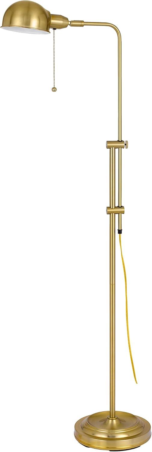 Slim Antique Brass Pharmacy Floor Lamp with Adjustable Arm