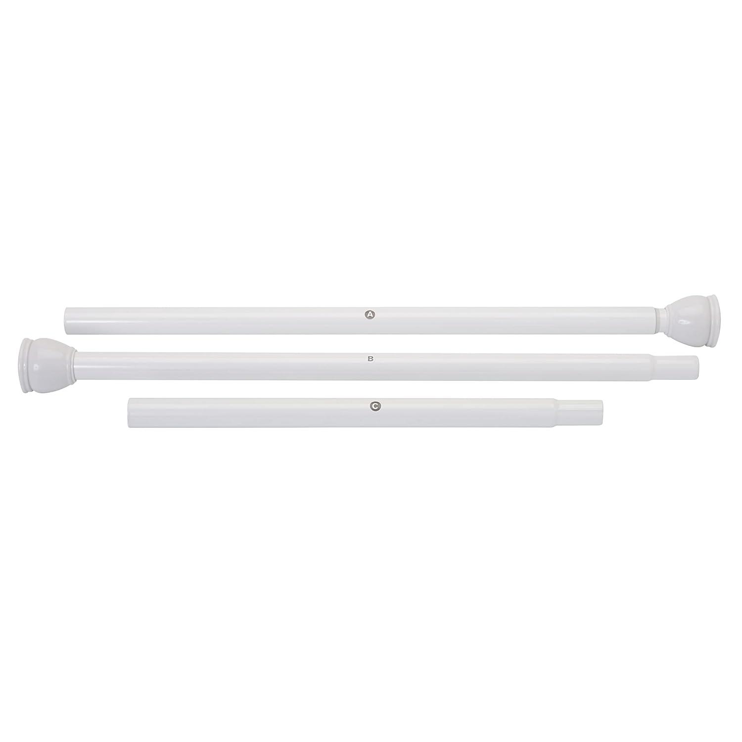 Zenna Home Rustproof Adjustable Tension Shower Curtain Rod, Adjusts from 26 to 76 Inches to Fit in Most Tubs and Showers, No Drilling Shower Rod, White