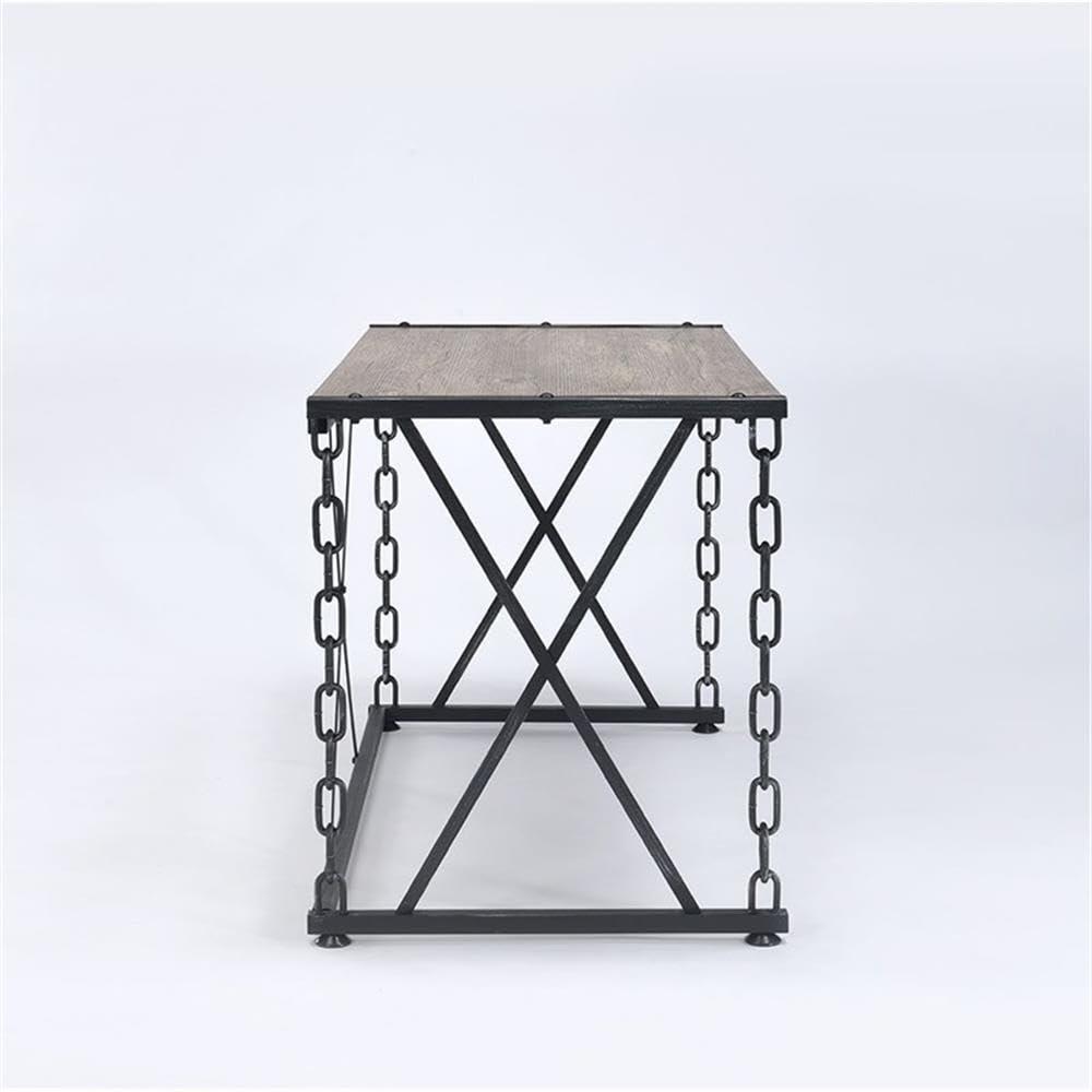 Acme Furniture 48" Jodie Console Table Rustic Oak and Antique Black Finish: Melamine Veneer, Metal Frame, Spot Clean