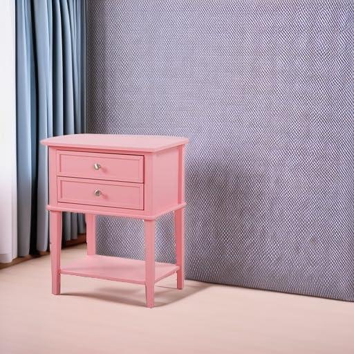 Glory Furniture Newton 2 Drawer Nightstand in Pink