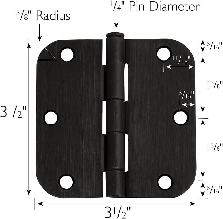 Design House Door Hinge In Satin Brass, 3.5-Inch, 5/8-Inch Radius, 9-Pack (Set of 9)
