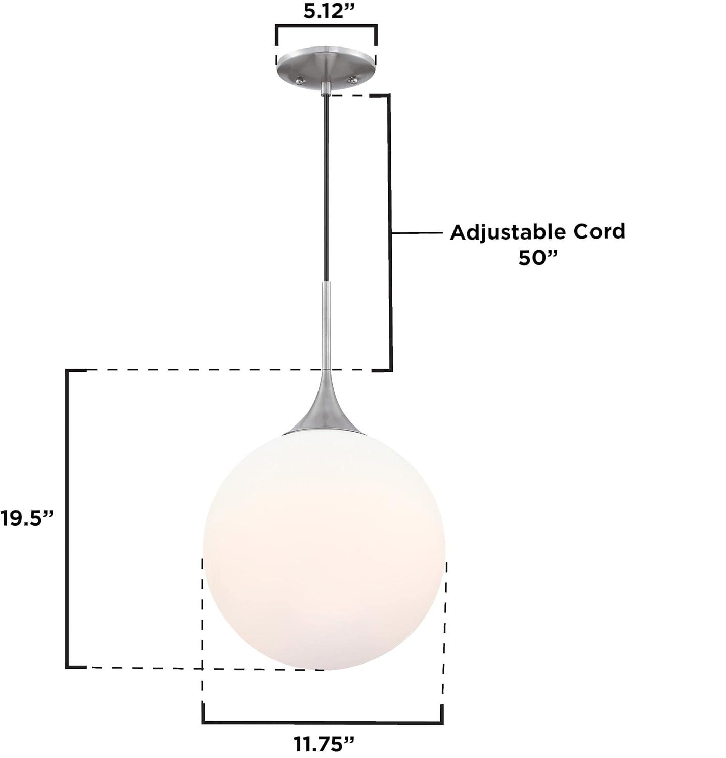 Brushed Nickel LED Pendant Light with Frosted Glass Globe