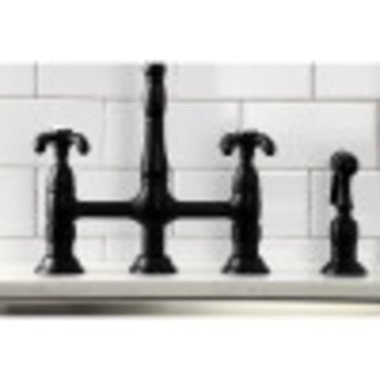 Kingston Brass French Country Two-Handle Deck Mount Bridge Kitchen Faucet