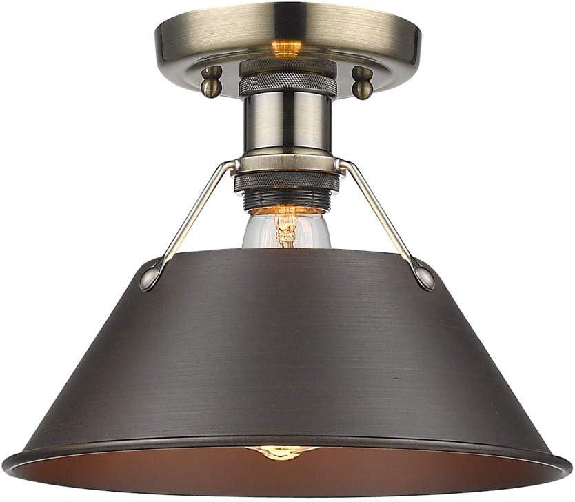Golden Lighting Orwell 1-Light Flush Mount in Brushed Champagne Bronze with Clear Glass