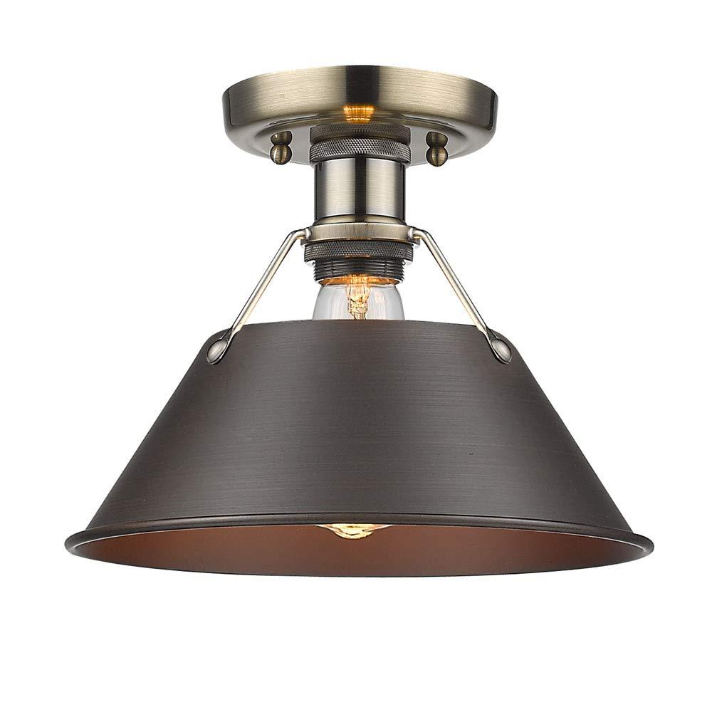 Golden Lighting Orwell 1-Light Flush Mount in Brushed Champagne Bronze with Clear Glass