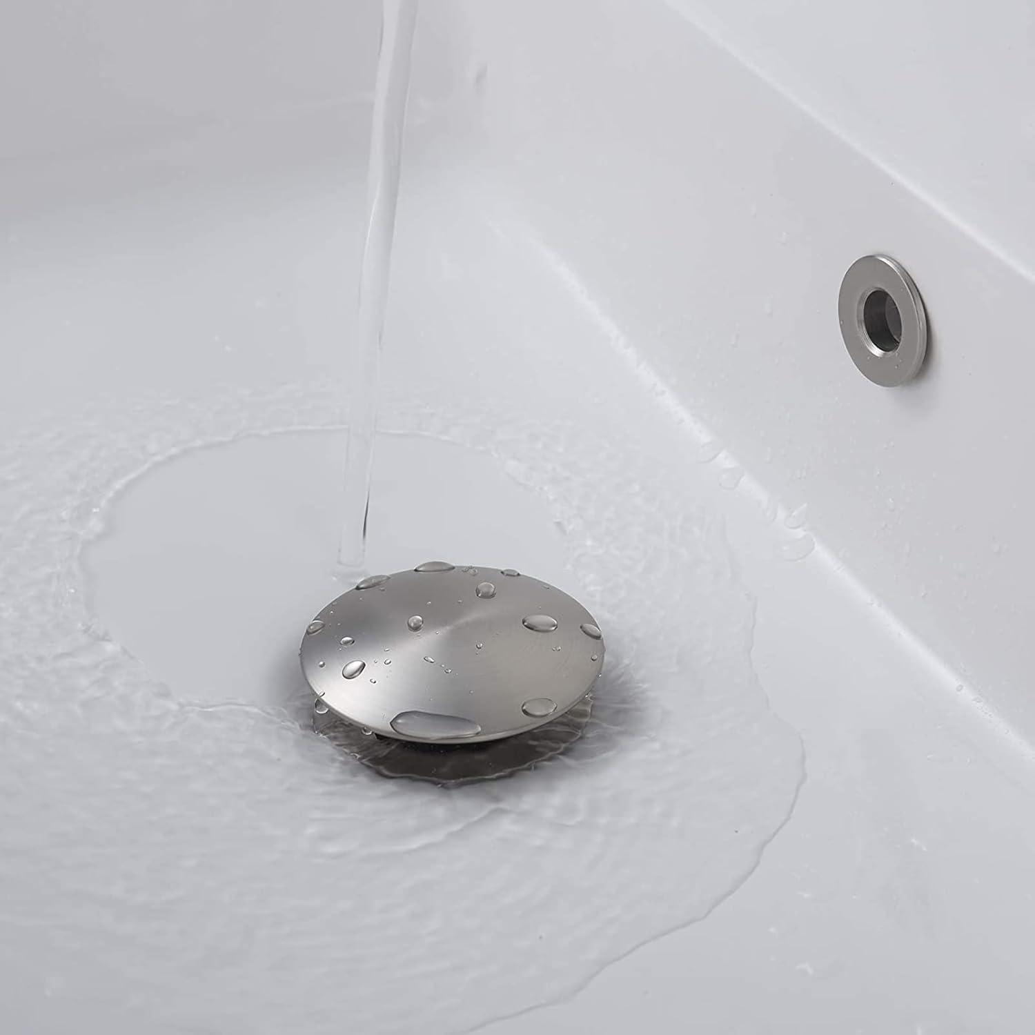 Bathroom Sink Drain,Drain Stopper Bathroom Sink Without Overflow,Pop Up Drain Assembly with Detachable Strainer Basket,Built-in Anti-Clogging Strainer,Stainless Steel Brushed Nickel