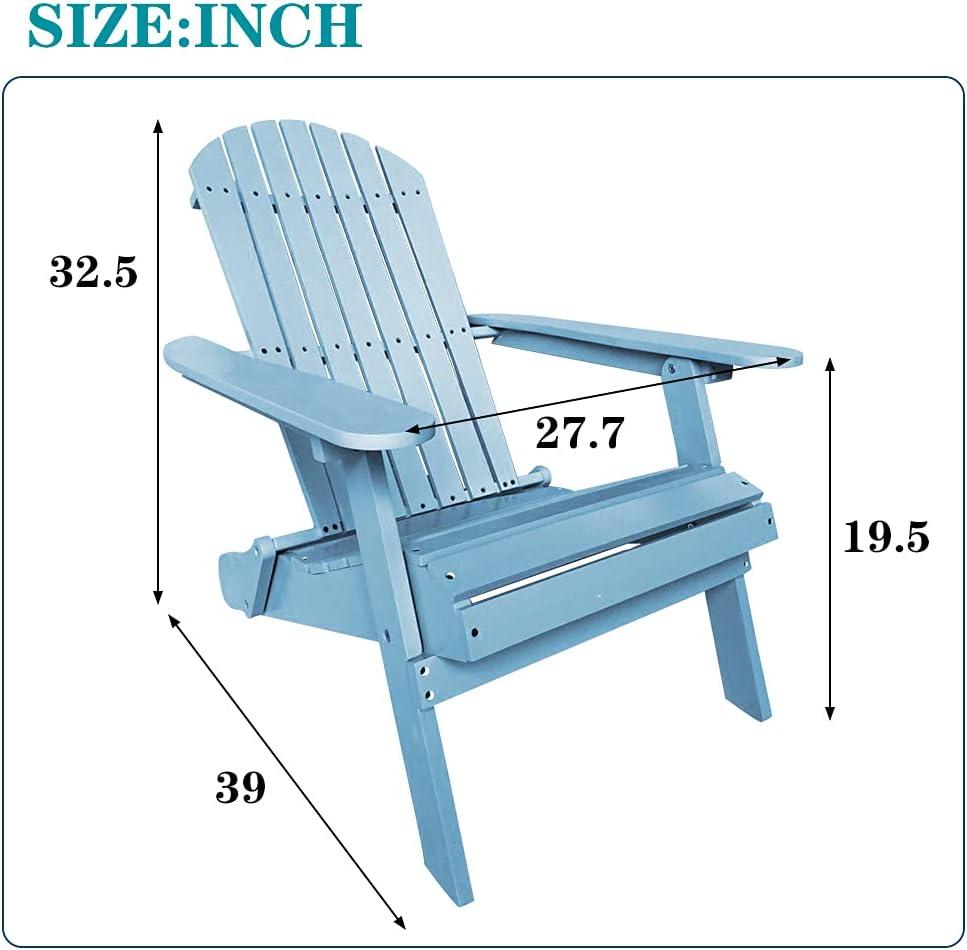 Turquoise Foldable Wooden Adirondack Patio Chair