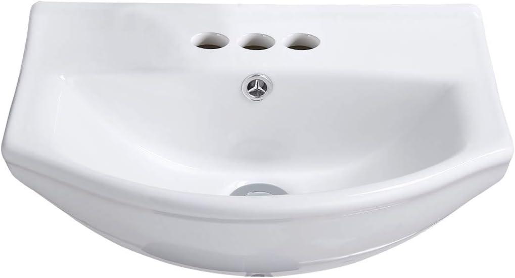 The Renovators Supply Inc. 17.75'' White Porcelain U-Shaped Bathroom Sink with Overflow