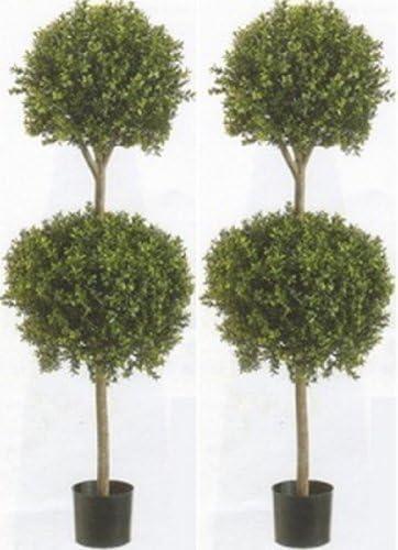 4' Double -shaped Boxwood Topiary in Plastic Pot Two Tone Green