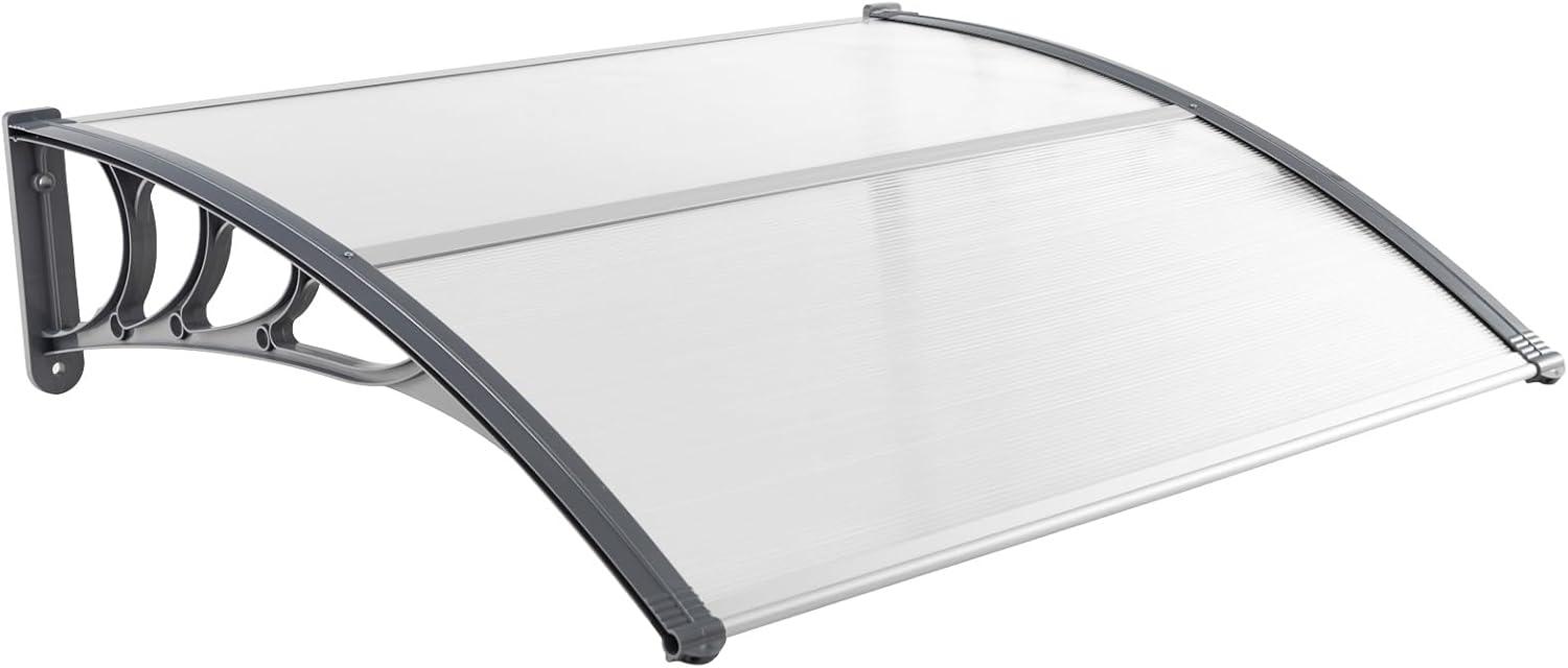 48" x 40" Window Awning, Awnings for Doors, with Hollow Sheet, Rain Snow Sunlight, Outdoor Awning Canopy Exterior for Porch, Deck, Patio, Balcony, Gray