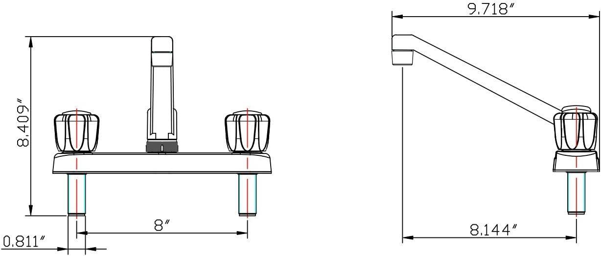 Chrome 8-Inch Two Handle RV Kitchen Faucet