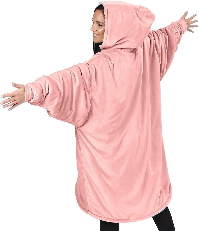 THE COMFY Original | Oversized Microfiber & Sherpa Wearable Blanket, Seen On Shark Tank, One Size Fits All (Blush)