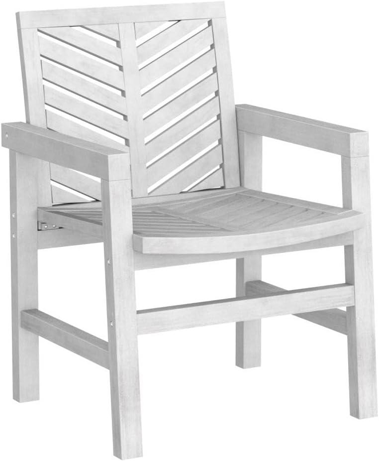 Modern Chevron Patio Chairs, Set Of 2 - White Wash