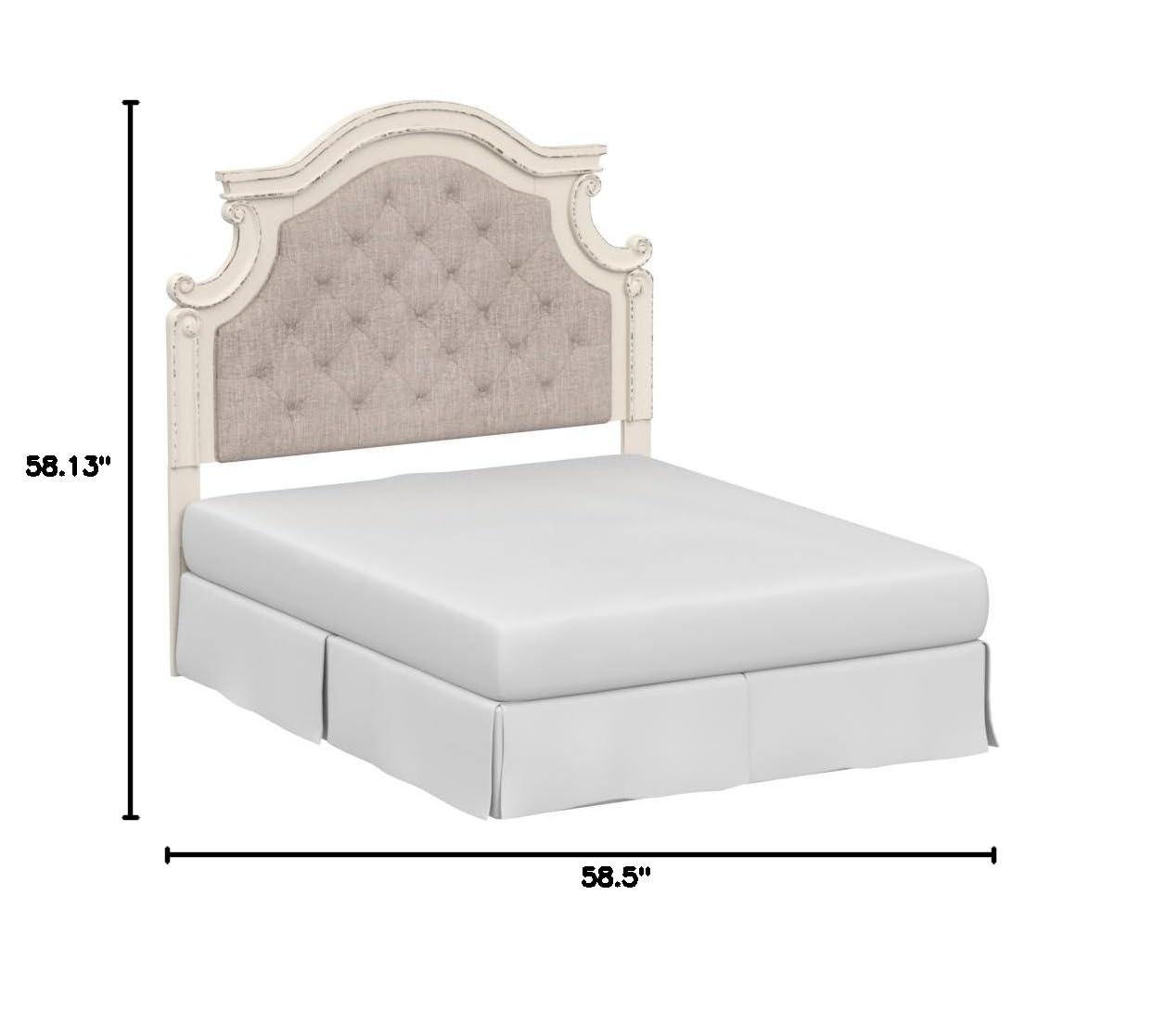 Full Realyn Upholstered Panel Headboard Beige: Cottage Style, Tufted, Wood Frame - Signature Design by Ashley