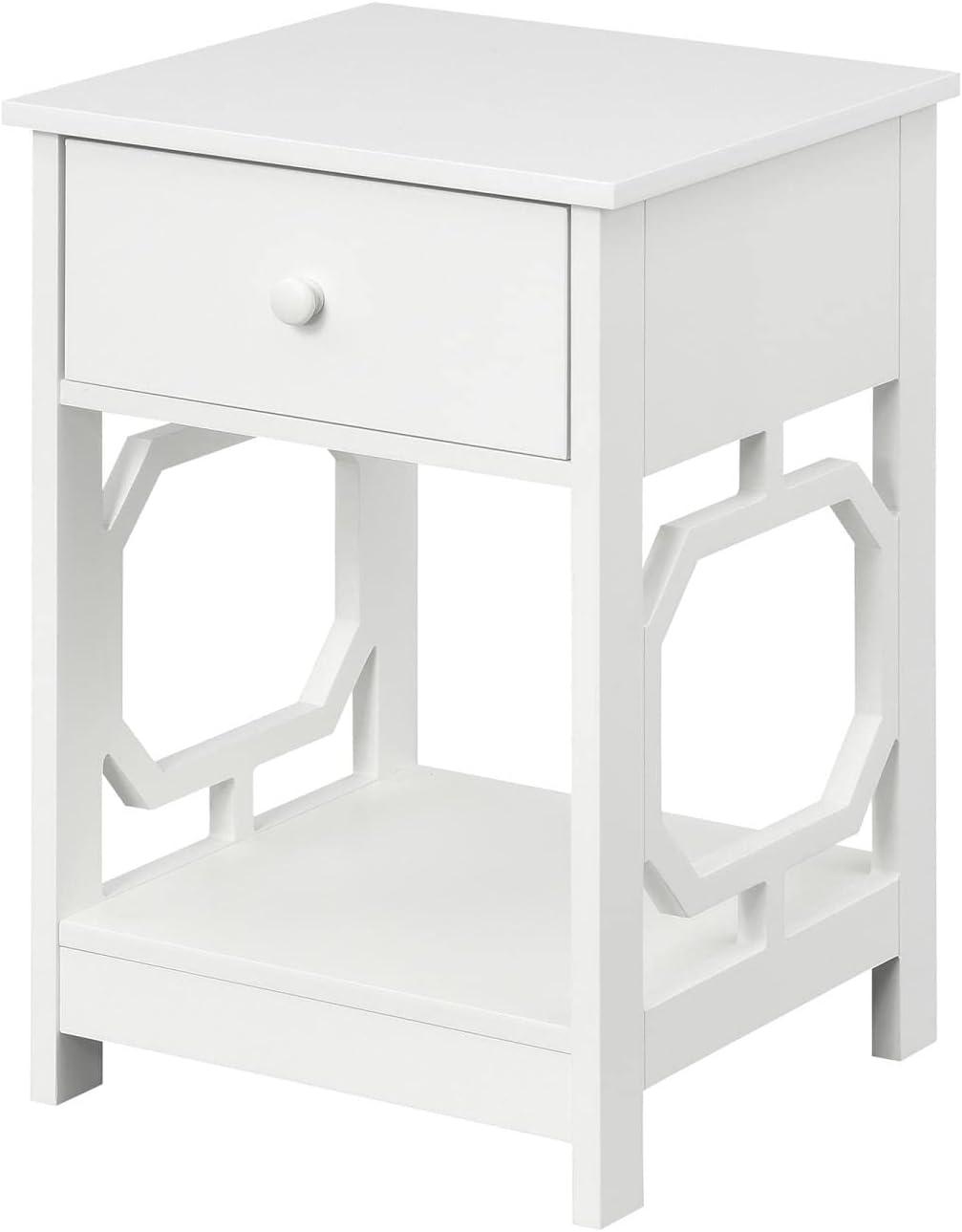 Omega 1 Drawer End Table, White