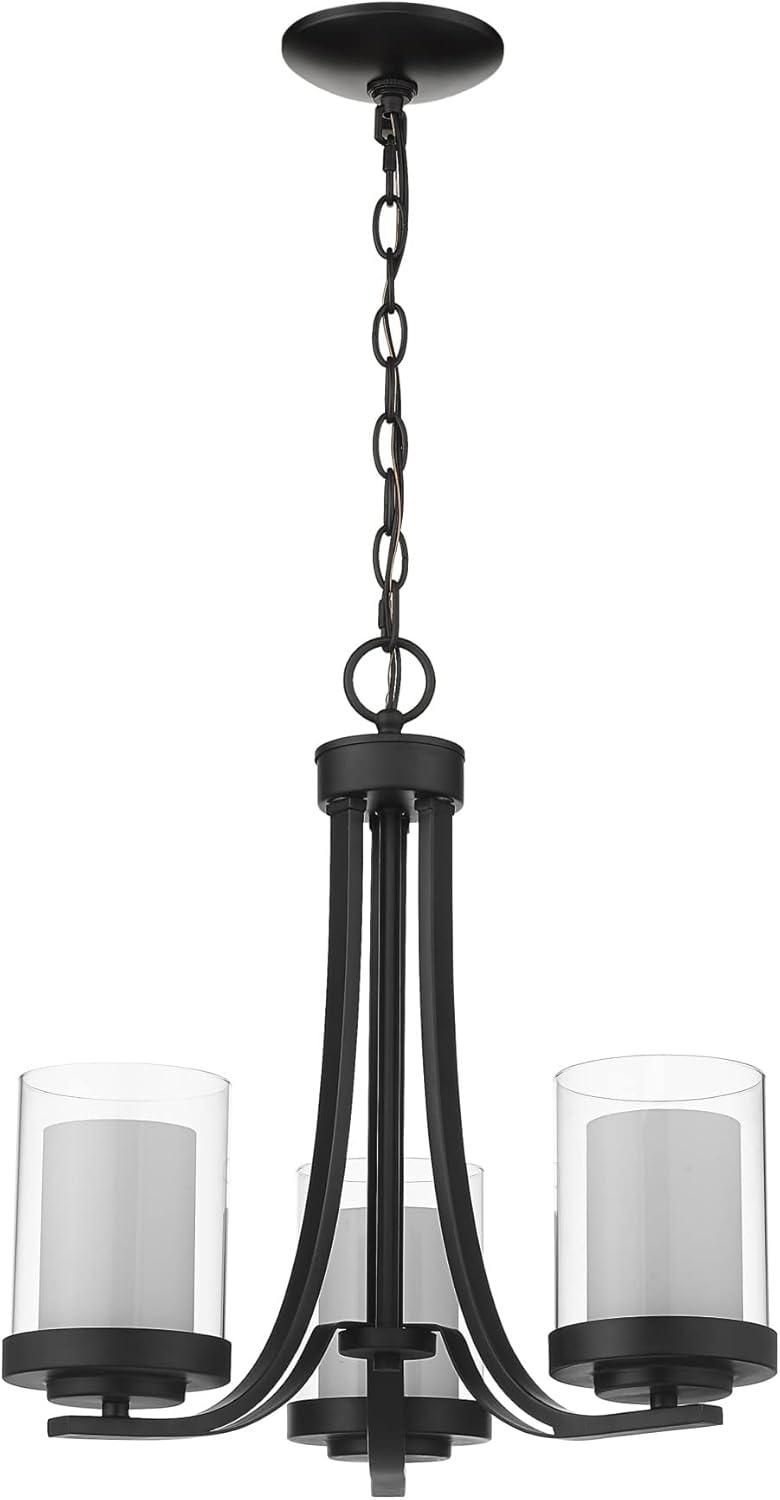 Willow Matte Black 3-Light Chandelier with White Glass Shades