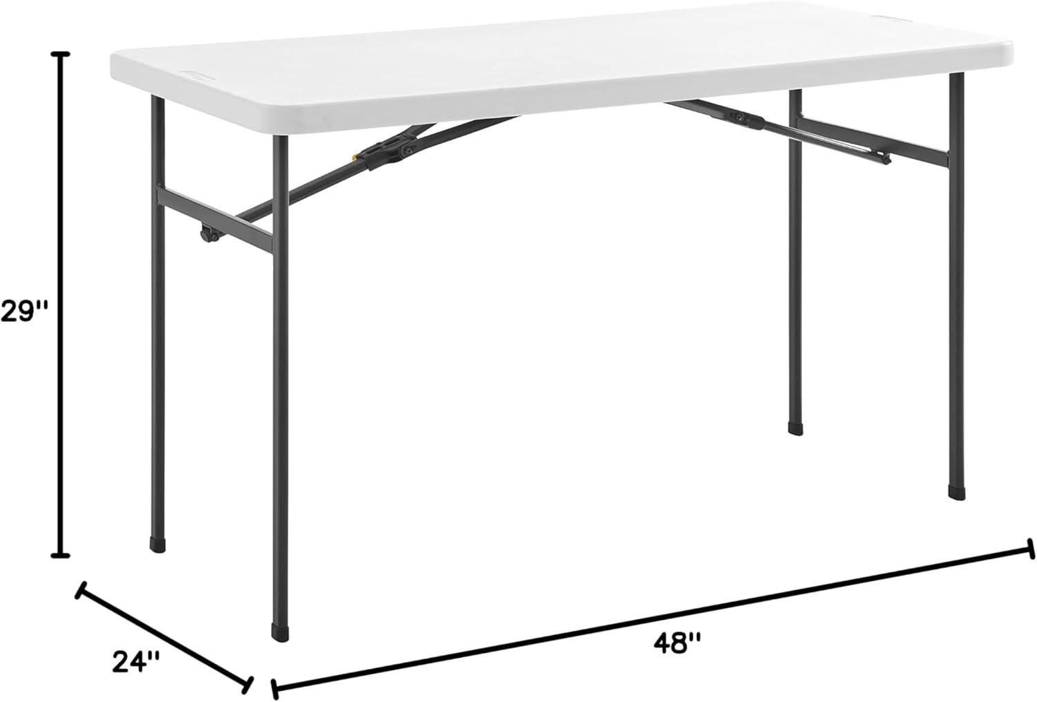 White 4ft Folding Utility Table with Steel Legs