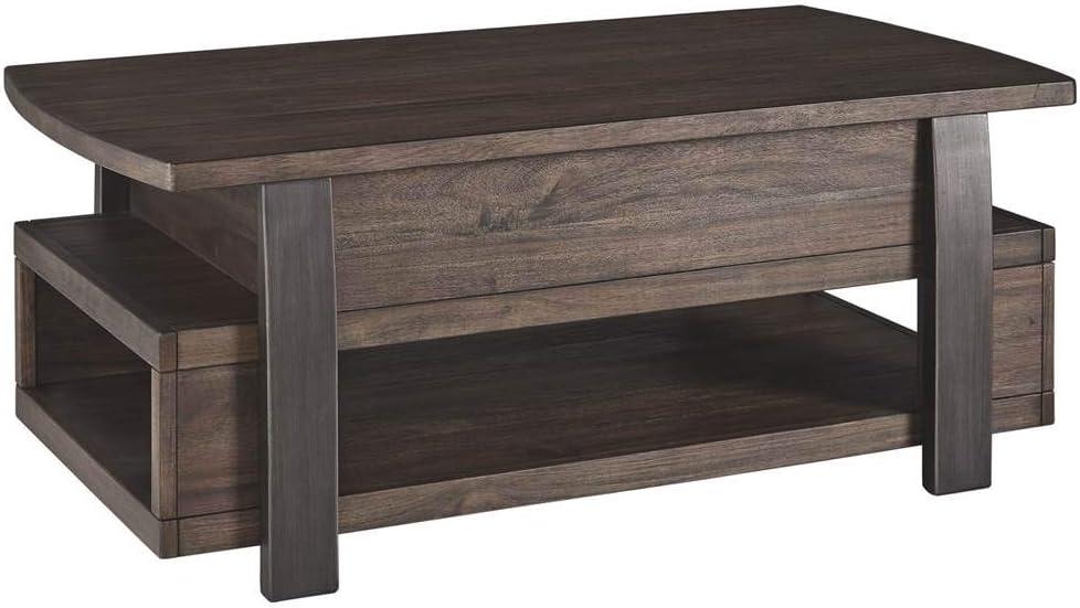 Vailbry Lift Top Cocktail Table Brown - Signature Design by Ashley: UPC 024052498875, Open Shelf, Faux Metal Legs