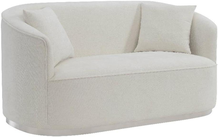 Odette 64" Beige Chenille Loveseat with Rolled Arms