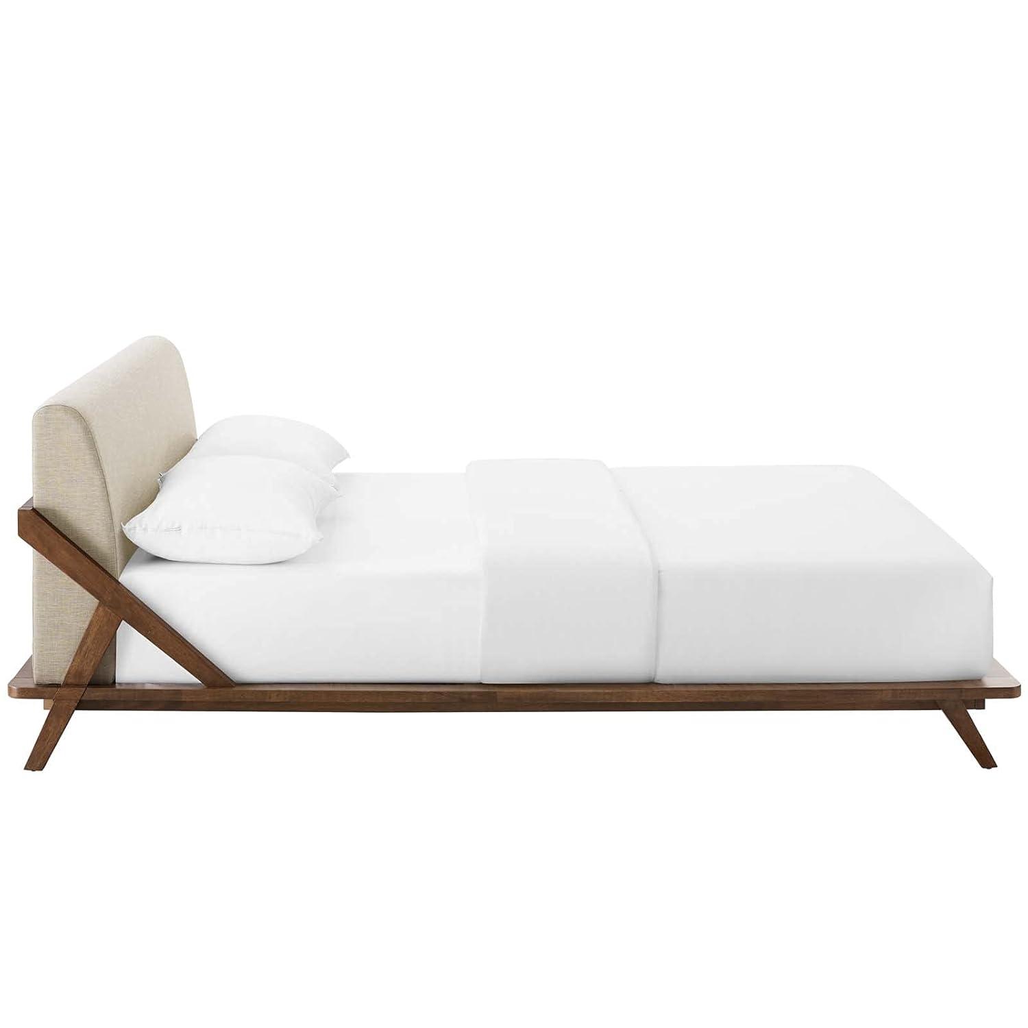 Luella Queen Upholstered Fabric Platform Bed (6047-WAL-BEI)