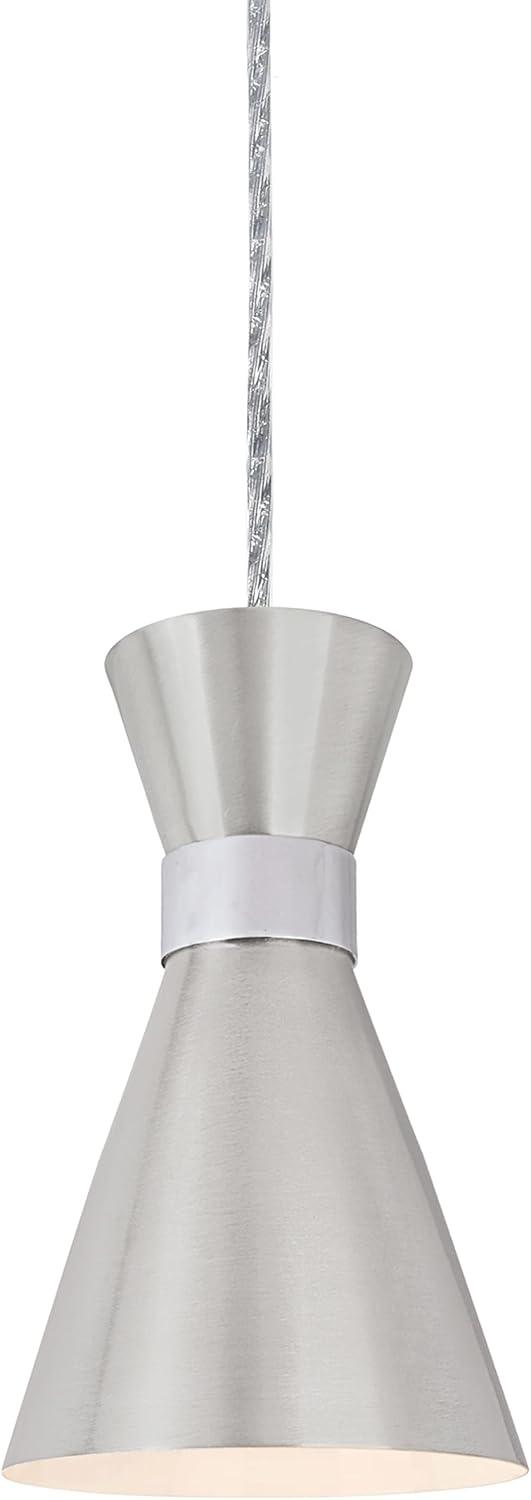 Aspen Creative 61112-11, One-Light Hanging Mini Pendant Ceiling Light, Transitional Design in Satin Nickel & Chrome Finish, 5" Wide