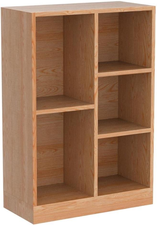 Pear Yellow Wooden 3-Tier Bookcase with 5 Cubes