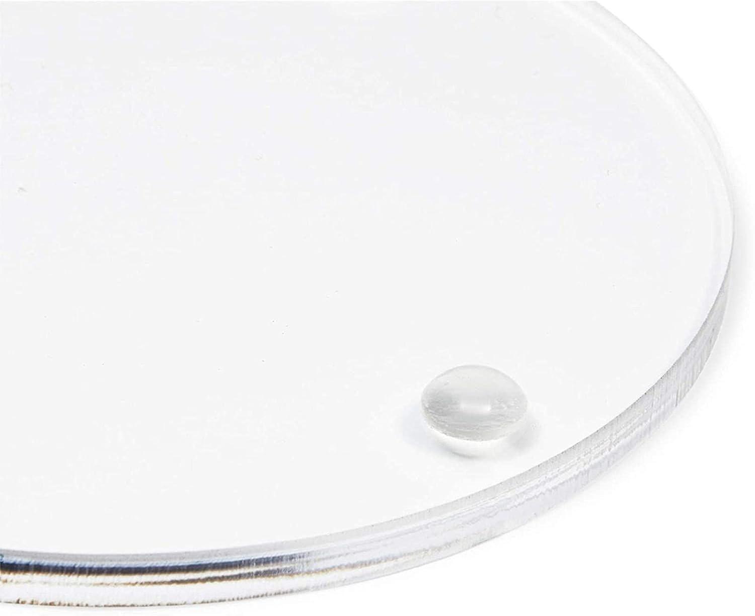 Juvale Set of 4 Clear Blank Acrylic Drink Coasters with Stand Holder, Round 4 inch