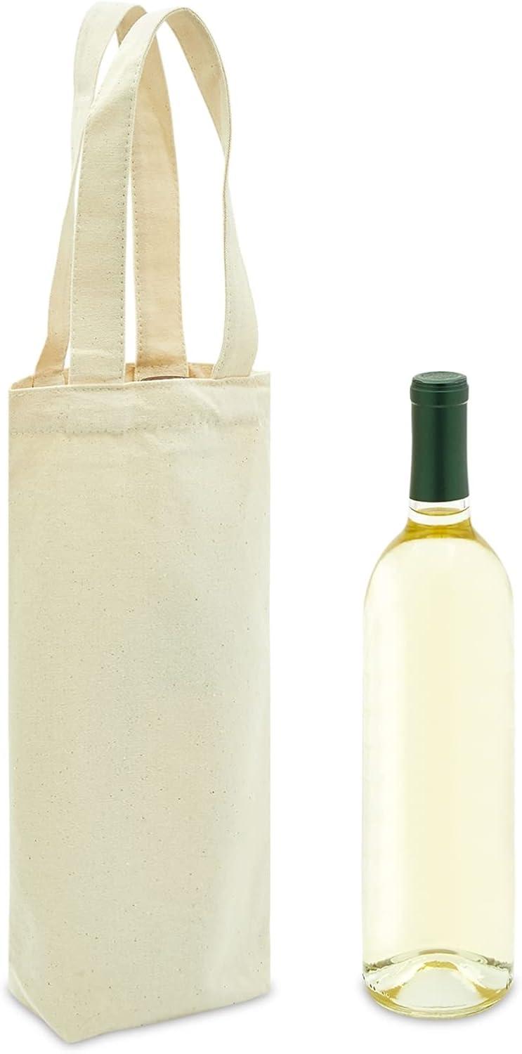 Blue Panda Canvas Wine Carrying Bags with Handles, Burlap Wine Bottle Gift Totes For Father's Day, Birthday Parties, Graduation, Bridal Shower, 6 Pack