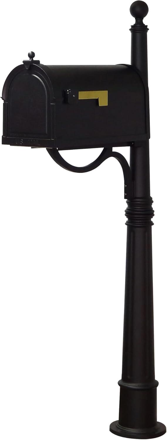 Berkshire Black Aluminum Curbside Mailbox with Ashland Post