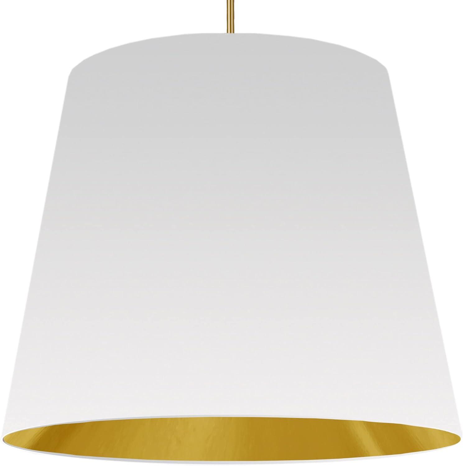 Gold and White Oversized Drum Pendant Light