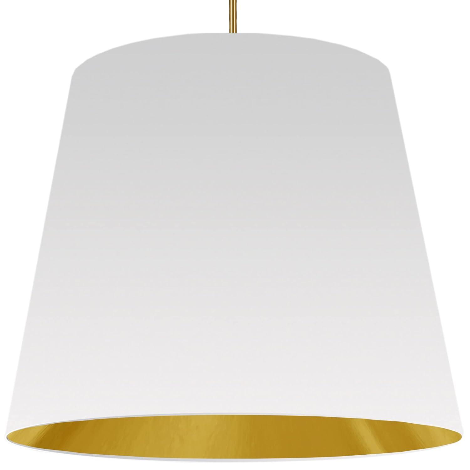 Gold and White Oversized Drum Pendant Light