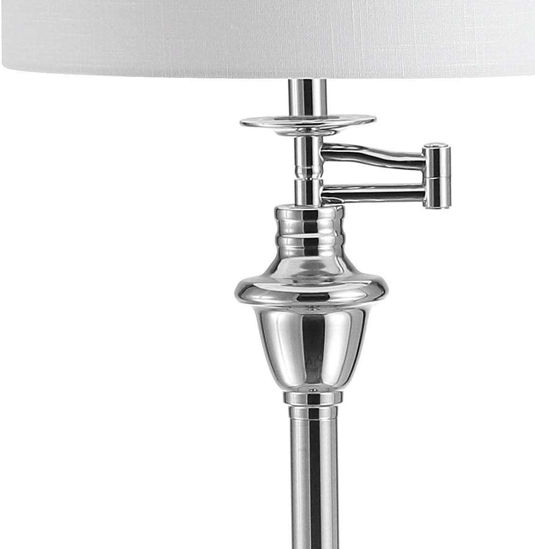 JONATHAN Y JYL3055B Cora 60" Metal/Glass LED Side Table and Floor Lamp, Contemporary, Transitional for living room, dinning room, bedroom, office Bulb Included, Chrome