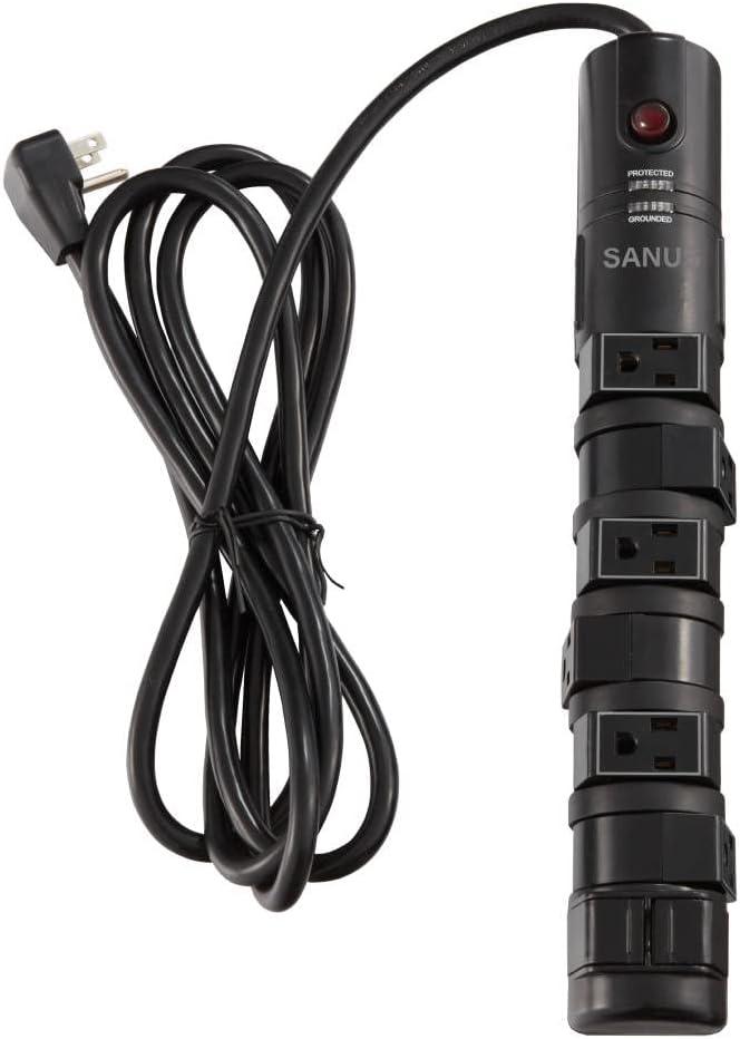 SANUS Surge Protected Power Strip with 6 rotating and 2 fixed outlets