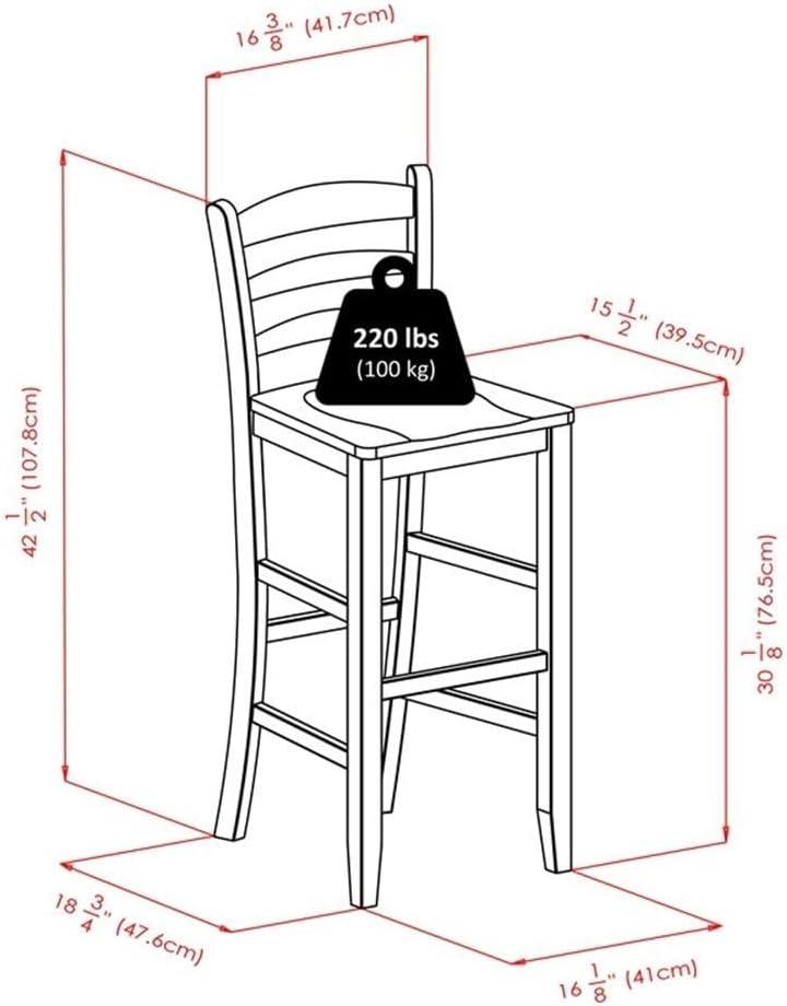 3pc Halo Bar Height Dining Set Wood/Walnut - Winsome: Ladder Back Stools, Tempered Glass Shelf