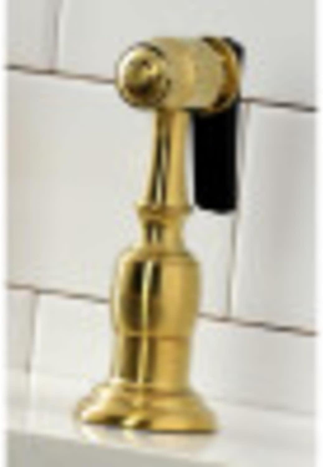 Kingston Brass Heritage Two-Handle 4-Hole Deck Mount Bridge Kitchen Faucet with Brass Side Sprayer