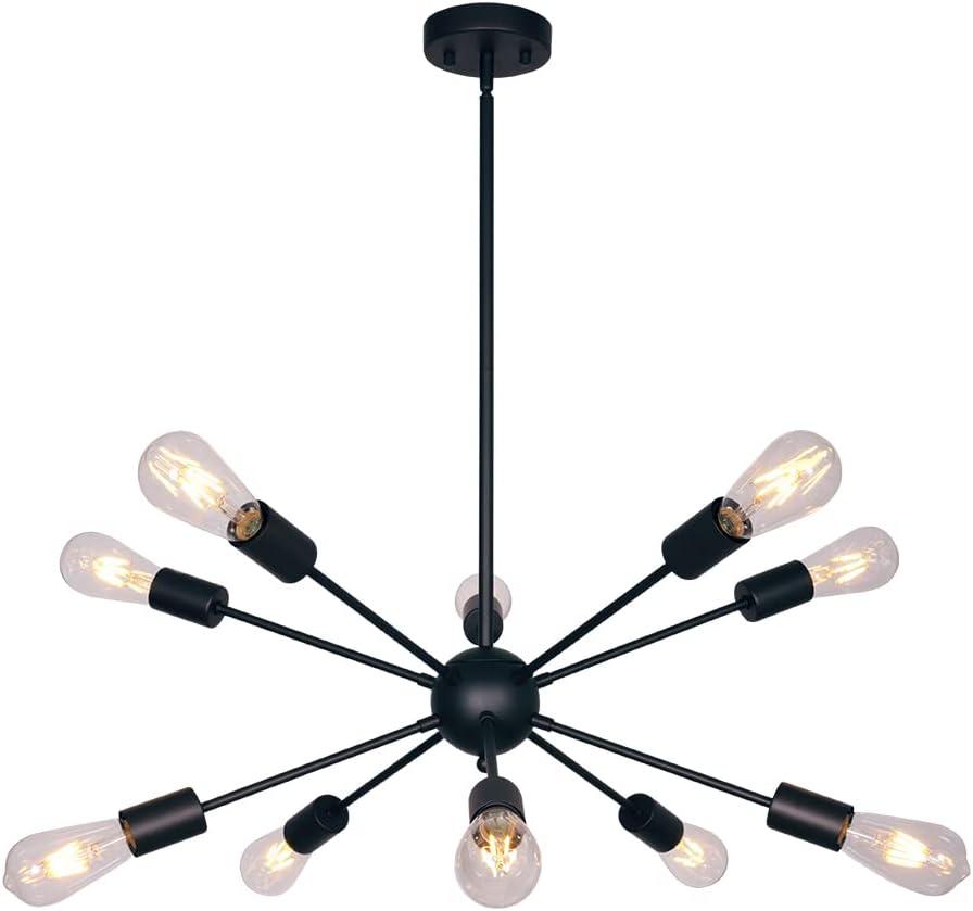 Black Metal 10-Light Sputnik Sphere Chandelier