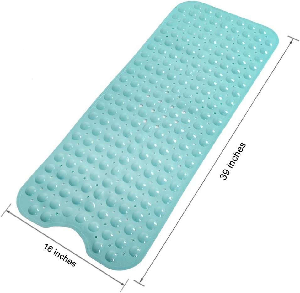 MEKBOK Bathtub and Shower Mats, Extra Long Non-Slip Bath Mat (39" x 16"), Machine Washable Bath Tub Mat for Bathroom-clear green