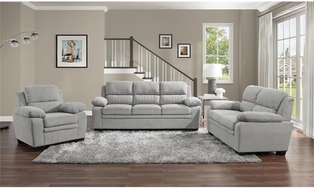 Lexicon Holleman 58" Polyester Fabric Loveseat with Exposed Legs in Light Gray