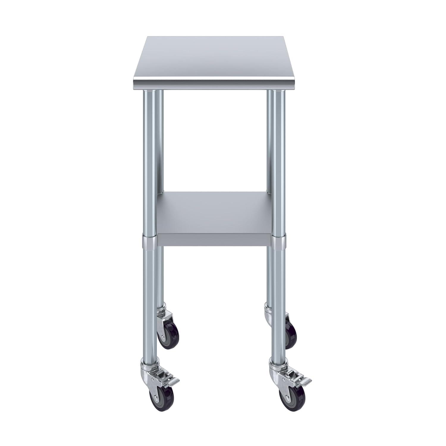 Amgood 24 in. x 18 in. Stainless Steel Table With Wheels