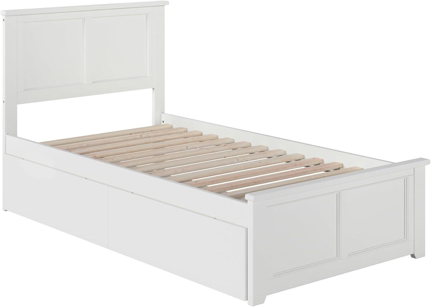 Madison Twin XL Platform Bed with Matching Foot Board with 2 Urban Bed Drawers in White